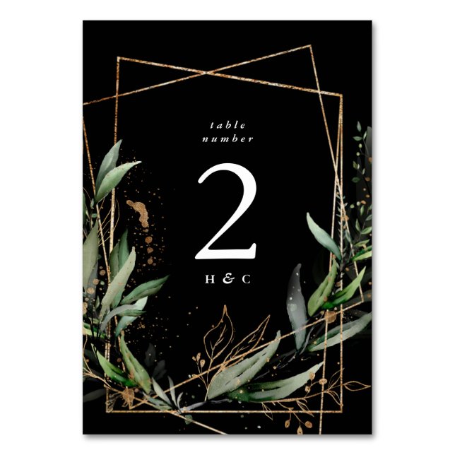 Numéro De Table Or Géométrique Diamant Eucalyptus Premium Onyx (Par défaut)