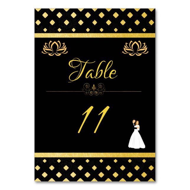 Numéro De Table Or noir (Par défaut)