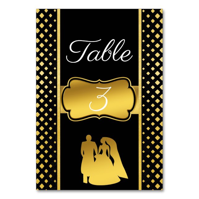 Numéro De Table Or noir (Par défaut)
