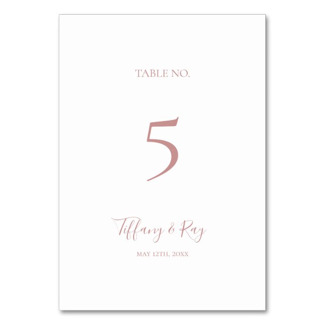 Numéro de table or Rose simple et élégant (Par défaut)