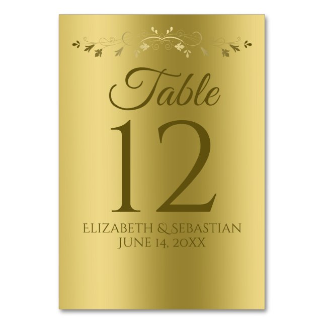 Numéro De Table Or sur Gold Elegant Filigree Flourdissant Mariage (Par défaut)