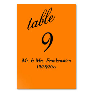 Numéro de table orange et noir