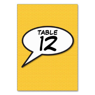Numéro de table orange pop art bande dessinée