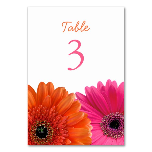 Numéro De Table Orange rose Gerbera Gerber Daisy Mariage blanc (Par défaut)