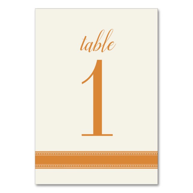 Numéro de table orange, signe de table Mariage Car (Par défaut)