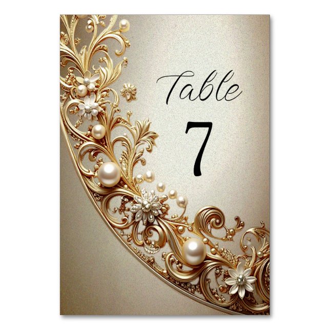 Numéro De Table Ornate Gold Flourish Table Number (Par défaut)