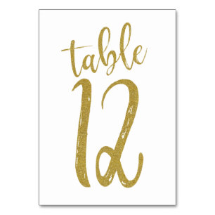 Numéro de table pailleté or 12