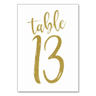 Numéro de table pailleté or 13