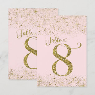 Numéro de table Pailleté Rose Doré Numéro 8