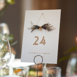 Numéro De Table Pampas Fleur sauvage séché   Décor Mariage rustiqu