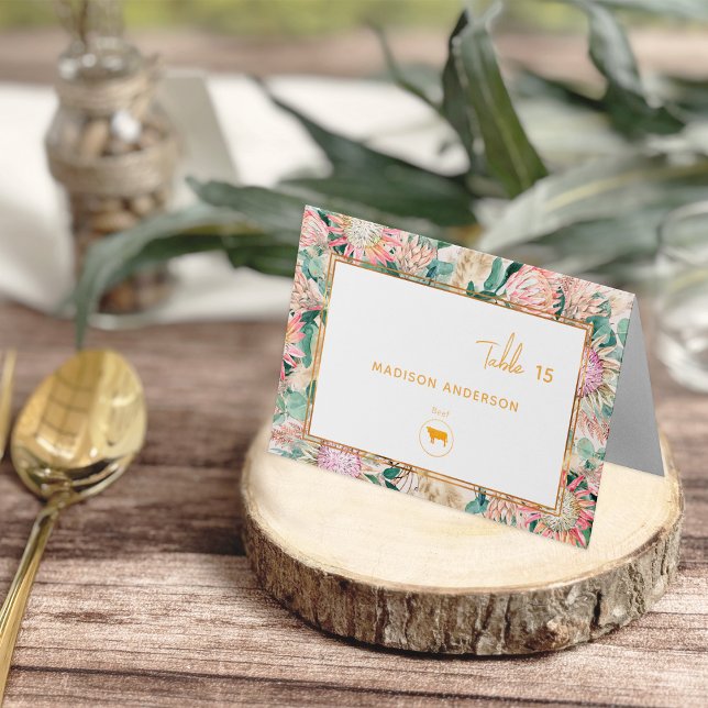 Numéro De Table Pampas Grass Beef Meal Choice Guest Name Card (Créateur téléchargé)