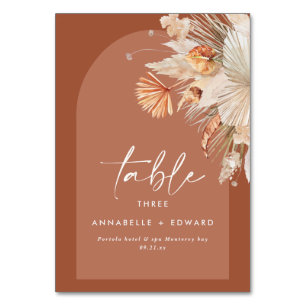 Numéro De Table Pampas herbe terre cuite moderne floral 