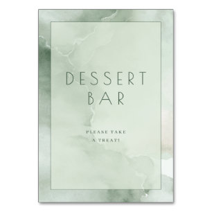 Numéro De Table Panneau de bar à desserts à l'aquarelle verte apai