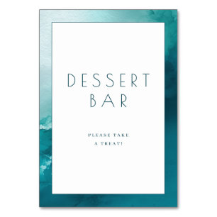 Numéro De Table Panneau de bar à desserts aquarelle bleu joyeux