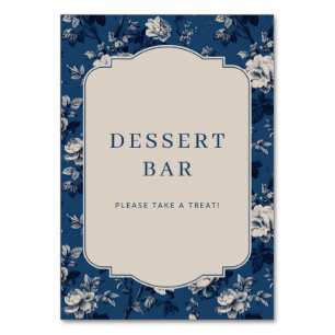 Numéro De Table Panneau de bar à desserts floral élégant marine