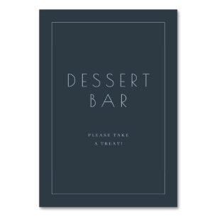 Numéro De Table Panneau de bar à desserts minimaliste bleu marine 
