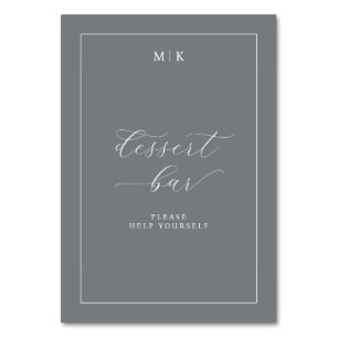 Numéro De Table Panneau de bar à desserts minimaliste gris élégant