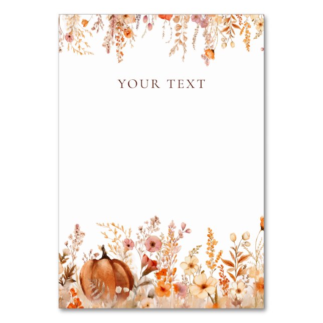 Numéro De Table Panneau de Personnaliser Citrouille d'automne Boho (Par défaut)