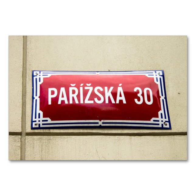 Numéro De Table Panneau rue Prague (Devant)