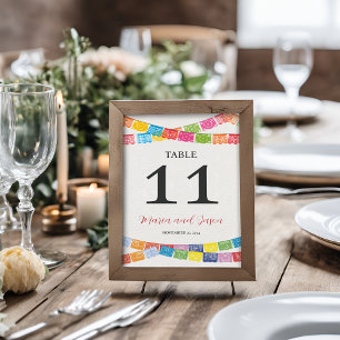 Numéro De Table Papel mexicain Picado Élégant Mariage Boda coloré