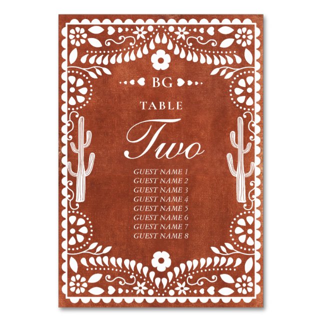 Numéro De Table Papel Picado Boda Mexican Terracotta Brown Wedding (Par défaut)