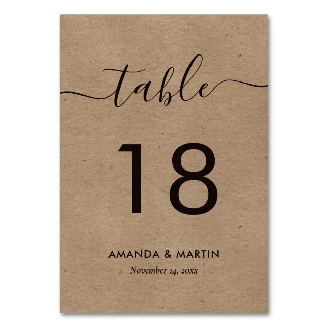 Numéro De Table Papier Kraft (Par défaut)