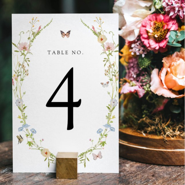 Numéro de table Papillon Fleur Sauvage (Créateur téléchargé)