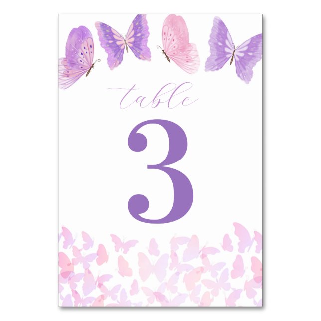 Numéro De Table Papillon rose et pourpre Quinceañera Numéros de ta (Par défaut)