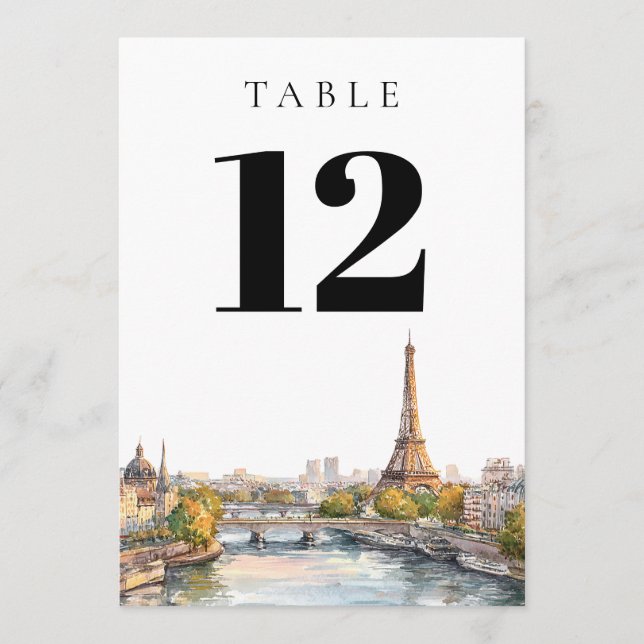Numéro de table Paris France aquarelle (Devant)
