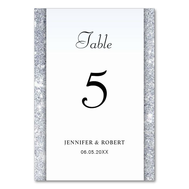 Numéro De Table Parties scintillant Argent Élégant Script à la mai (Par défaut)