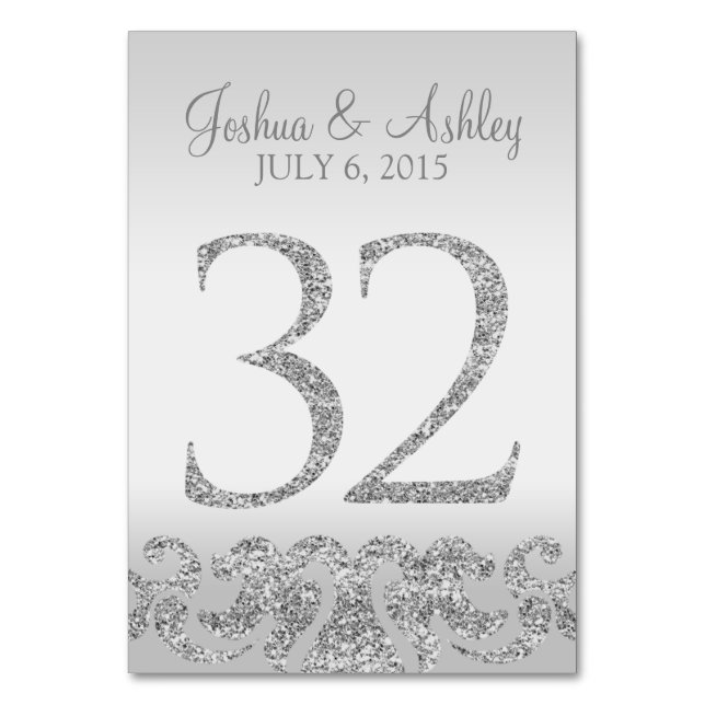 Numéro De Table Parties scintillant Argent Look Mariage Numéros de (Par défaut)