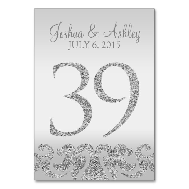 Numéro De Table Parties scintillant Argent Look Mariage Numéros de (Par défaut)
