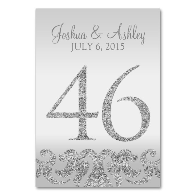 Numéro De Table Parties scintillant Argent Look Mariage Numéros de (Par défaut)