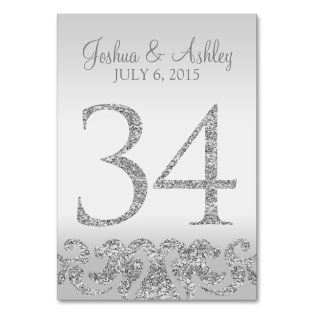 Numéro De Table Parties scintillant Argent Look Mariage Numéros de (Par défaut)