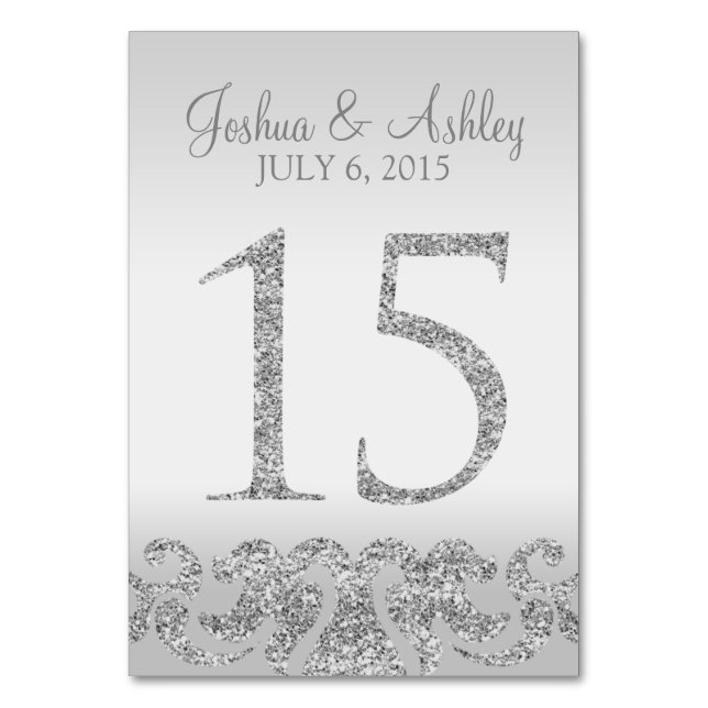 Numéro De Table Parties scintillant Argent Look Mariage Numéros de (Par défaut)