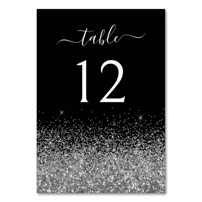 Numéro De Table Parties scintillant argentée brillante Noir Élégan (Par défaut)