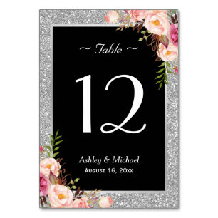 Numéro De Table Parties scintillant d'argent étincelle Mariage Flo