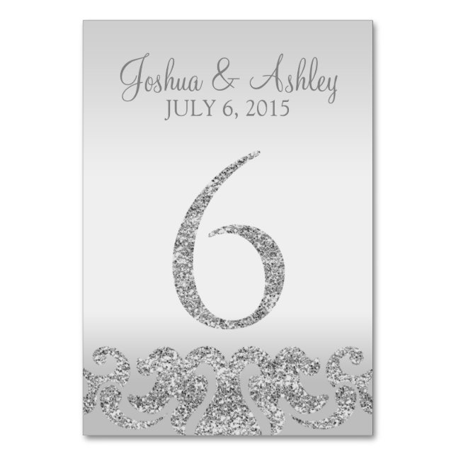 Numéro De Table Parties scintillant d'argent Look Mariage Numéros  (Par défaut)