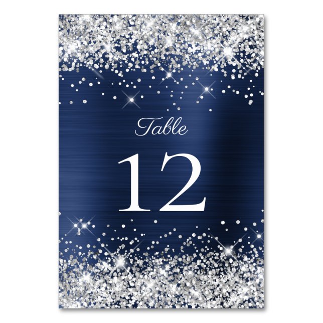 Numéro De Table Parties scintillant d'argent Mariage à huile bleu  (Par défaut)