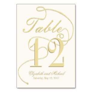Numéro De Table Parties scintillant de calligraphie d'or subtile