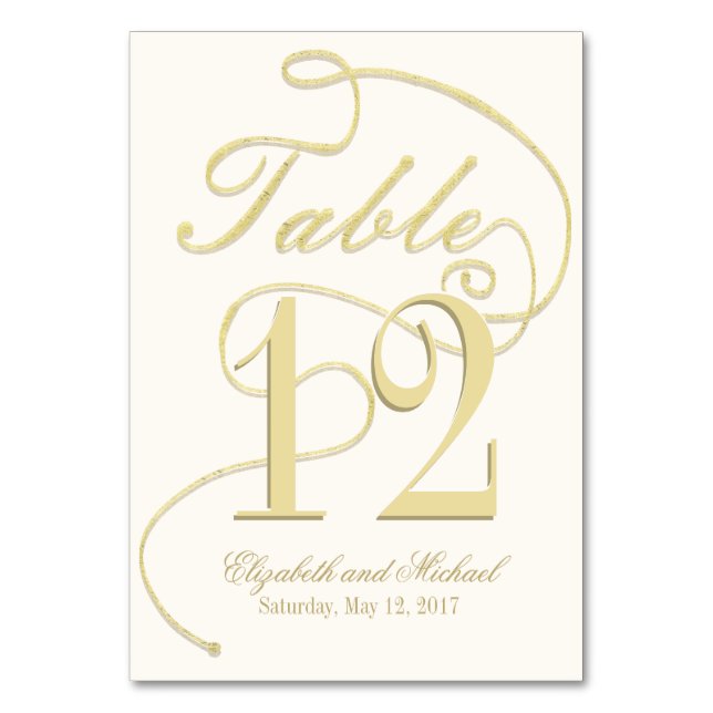 Numéro De Table Parties scintillant de calligraphie d'or subtile (Par défaut)