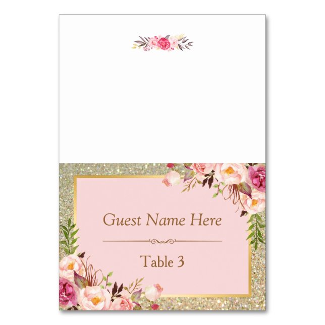 Numéro De Table Parties scintillant d'or Blush rose Floral Mariage (Par défaut)