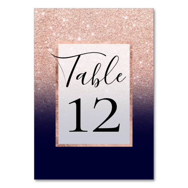 Numéro De Table Parties scintillant d'or rose moderne ombre dégrad (Par défaut)