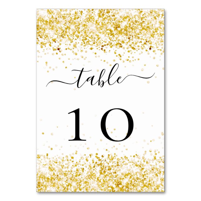 Numéro De Table parties scintillant en or blanc mariage (Par défaut)