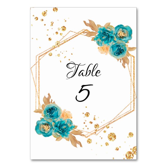 Numéro De Table Parties scintillant géométrique de la pivoine d'or (Par défaut)