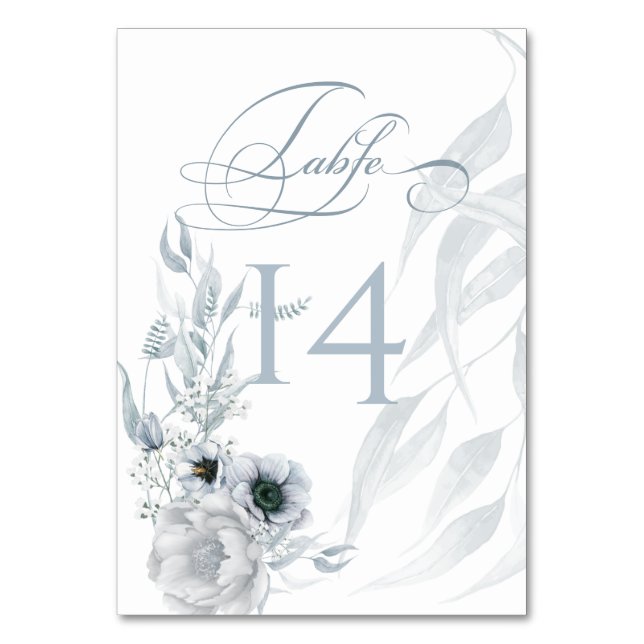 Numéro De Table Pastel Dusty Blue Cream Aquarelle Florale (Par défaut)