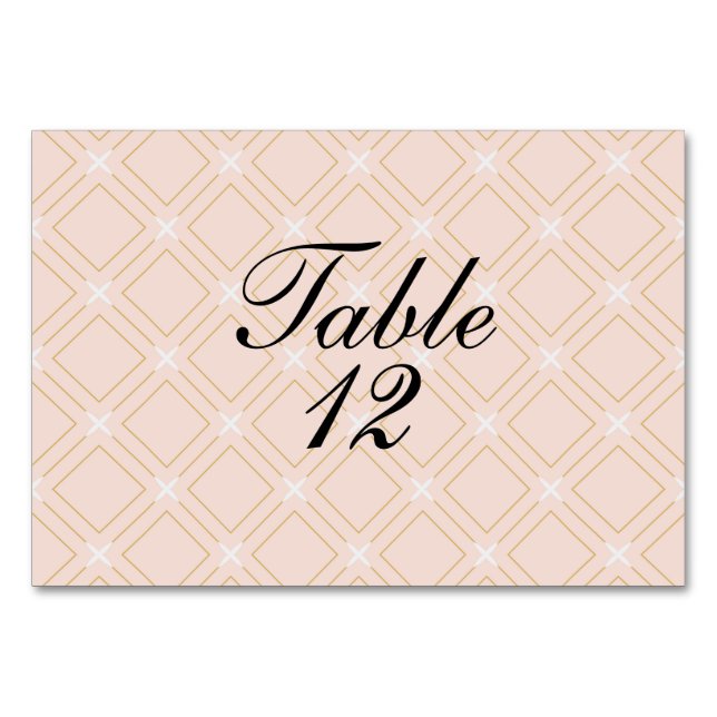 Numéro De Table Pastel Peach et Gold Géométrique (Devant)
