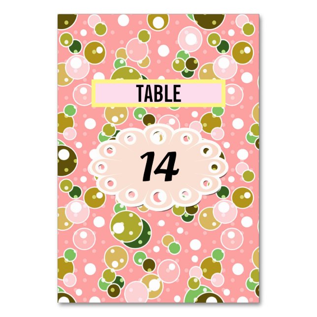 Numéro De Table Pastel rose enfants amusants bulles cercles d'anni (Par défaut)