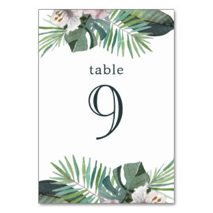 Numéro De Table Paume Mariage rustique tropical été