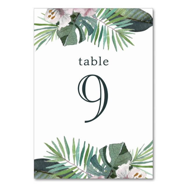Numéro De Table Paume Mariage rustique tropical été (Par défaut)